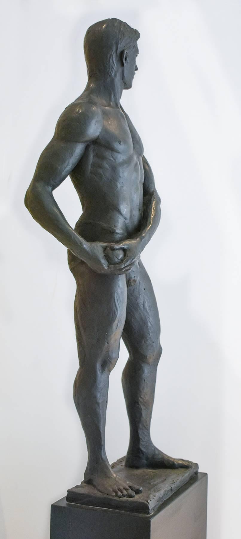 Statue of Athlete, Study: Academic Bronze Figurative Sculpture of Nude Male 2