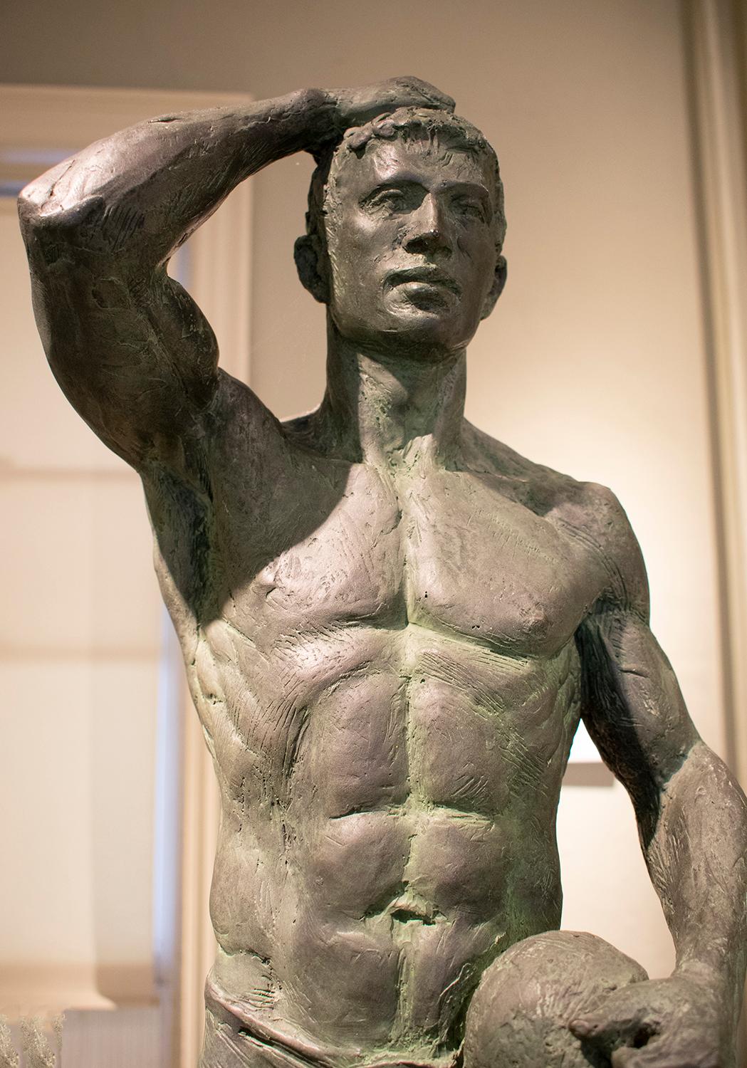 Study of Athlete (with Ball): Bronze Sculpture of Nude Male by Mark Beard 6