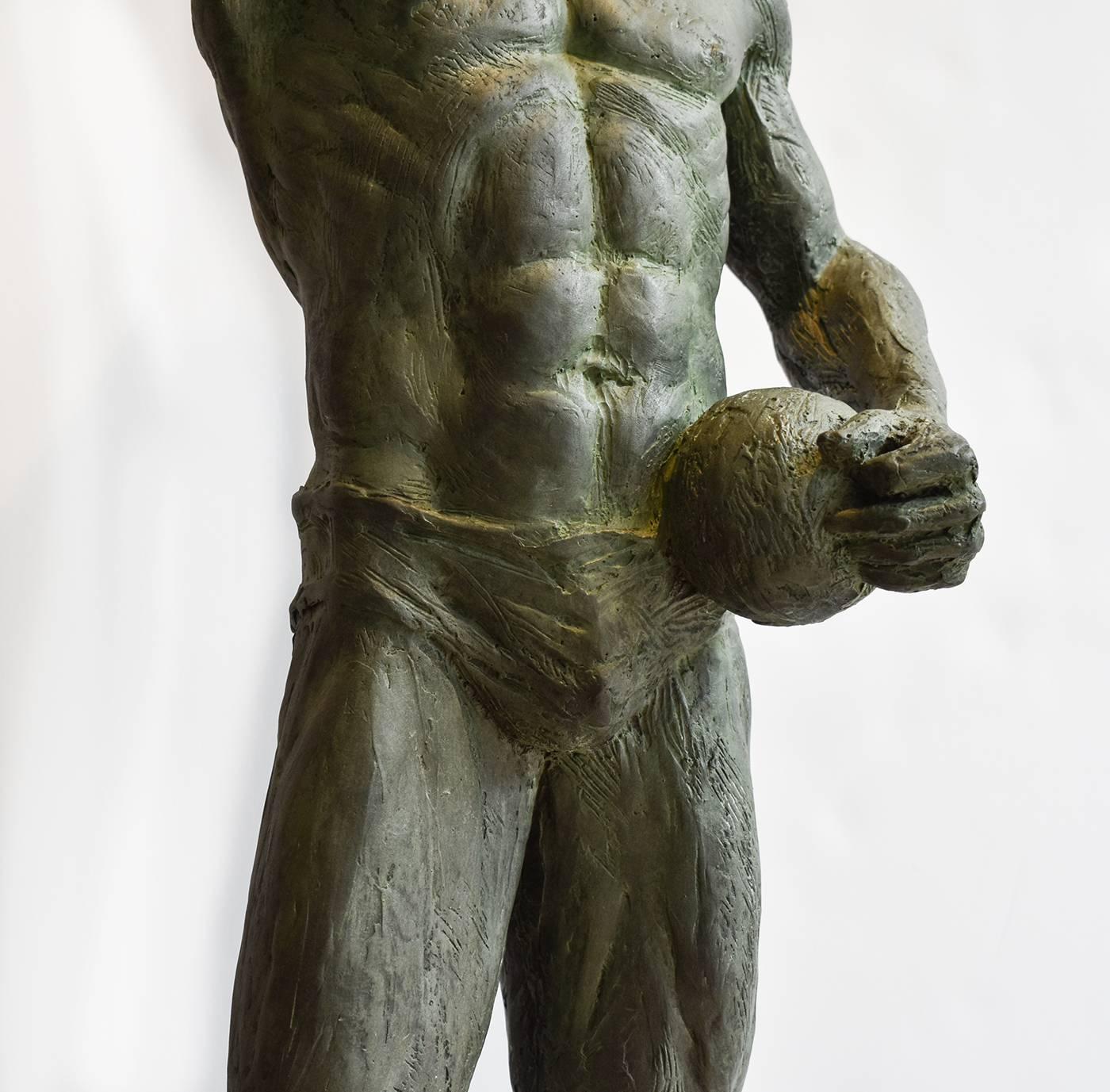 Study of Athlete (with Ball): Bronze Sculpture of Nude Male by Mark Beard 1