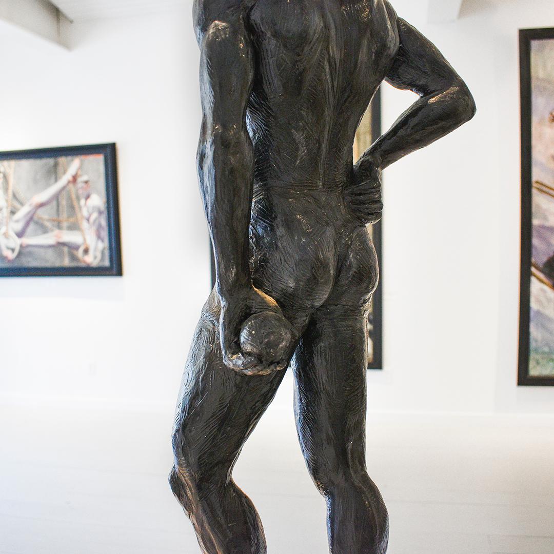 Study of Caleb: Figurative Plaster Sculpture of Male Athlete by Mark Beard 3