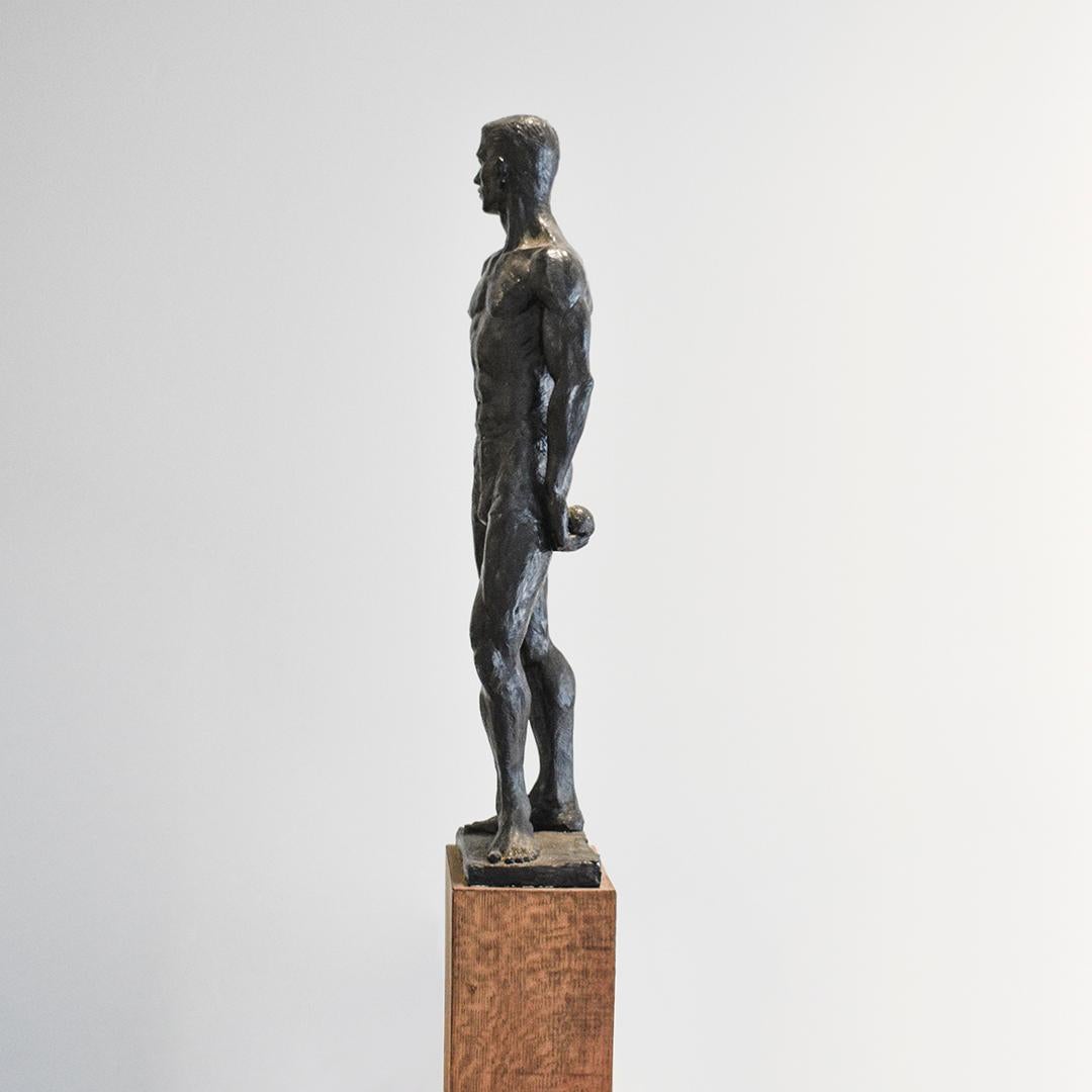 Study of Caleb: Figurative Plaster Sculpture of Male Athlete by Mark Beard 4