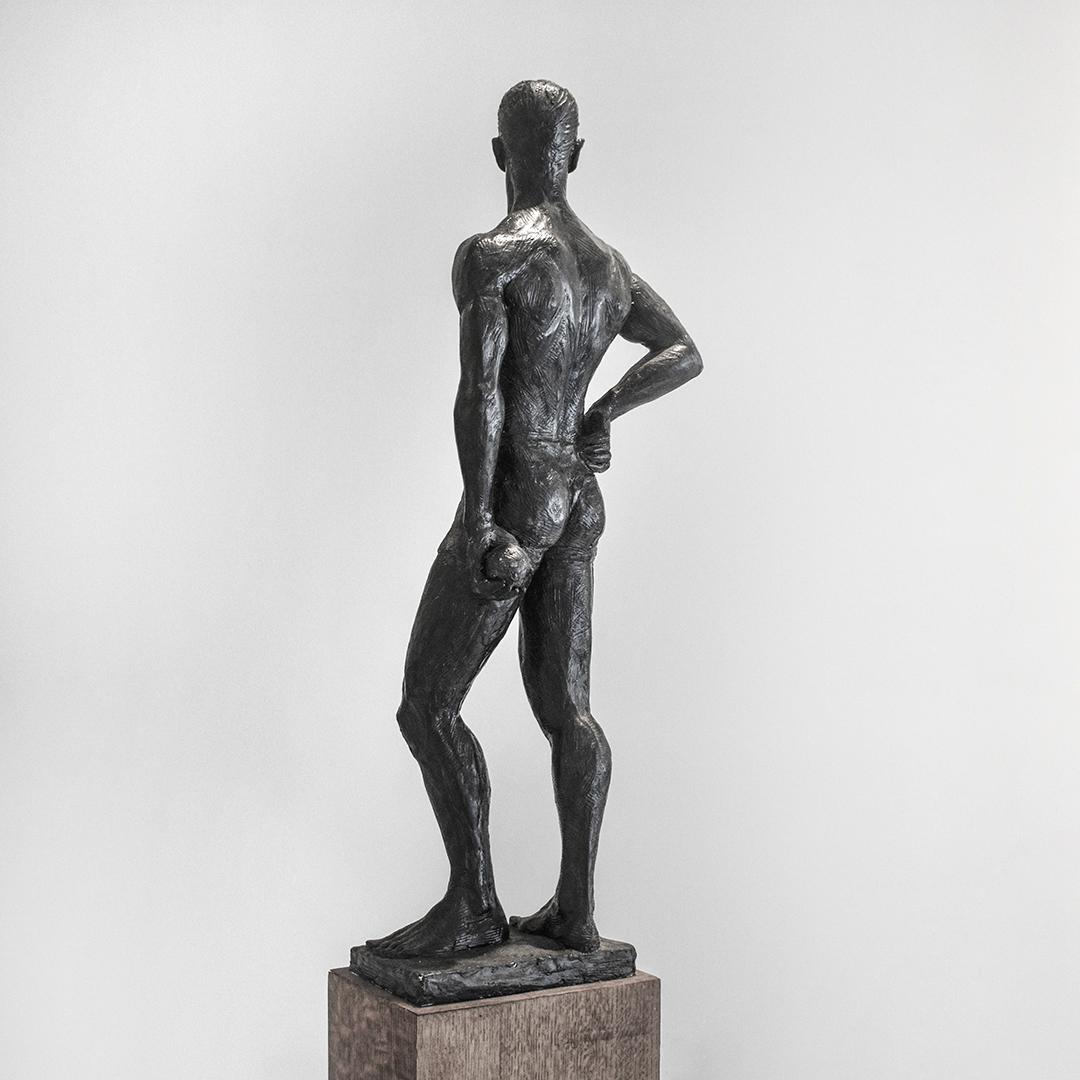 Study of Caleb: Figurative Plaster Sculpture of Male Athlete by Mark Beard 5