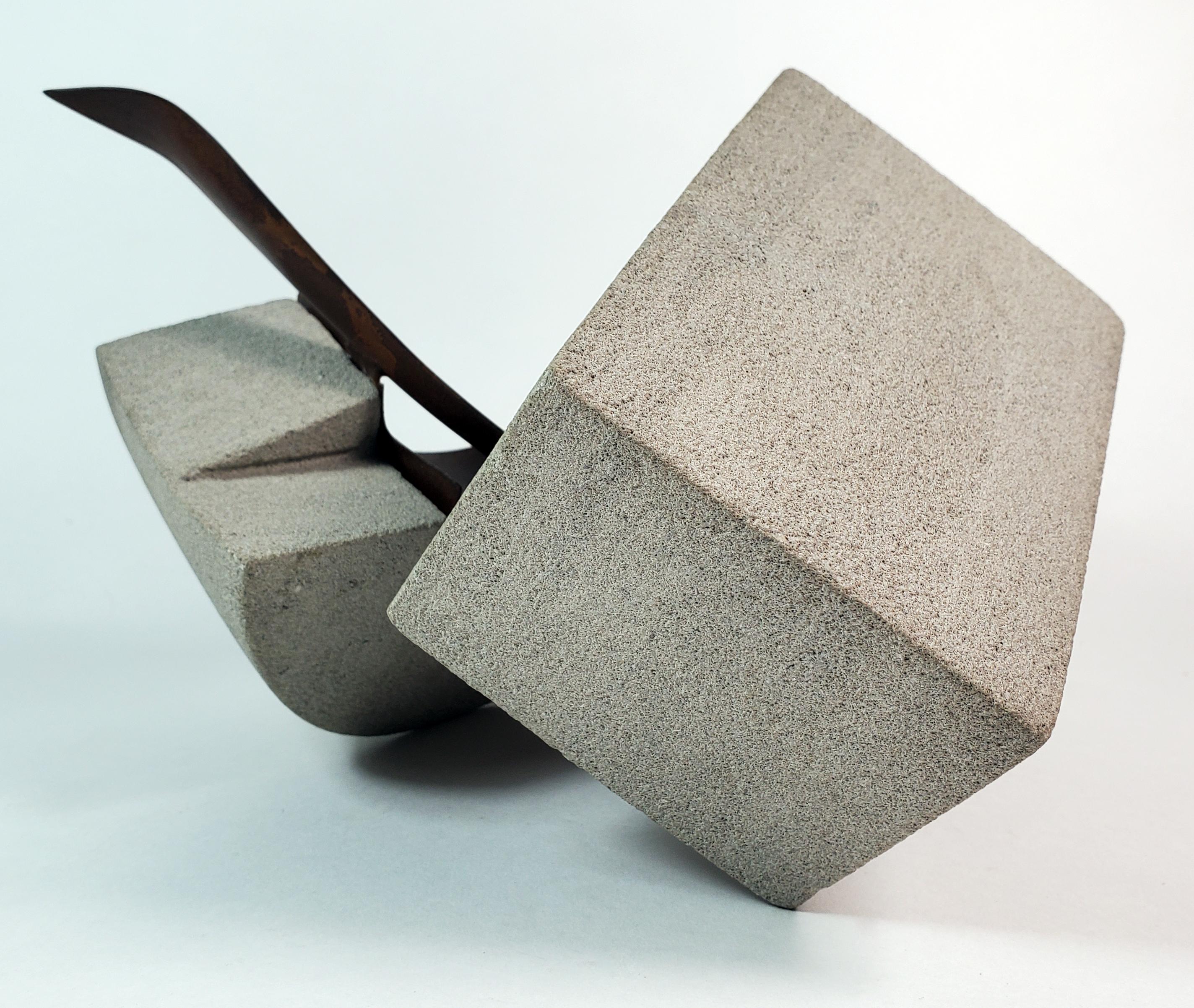 Geschichten-Lesson (First Stone) (Grau), Still-Life Sculpture, von Mark Beltchenko Studio