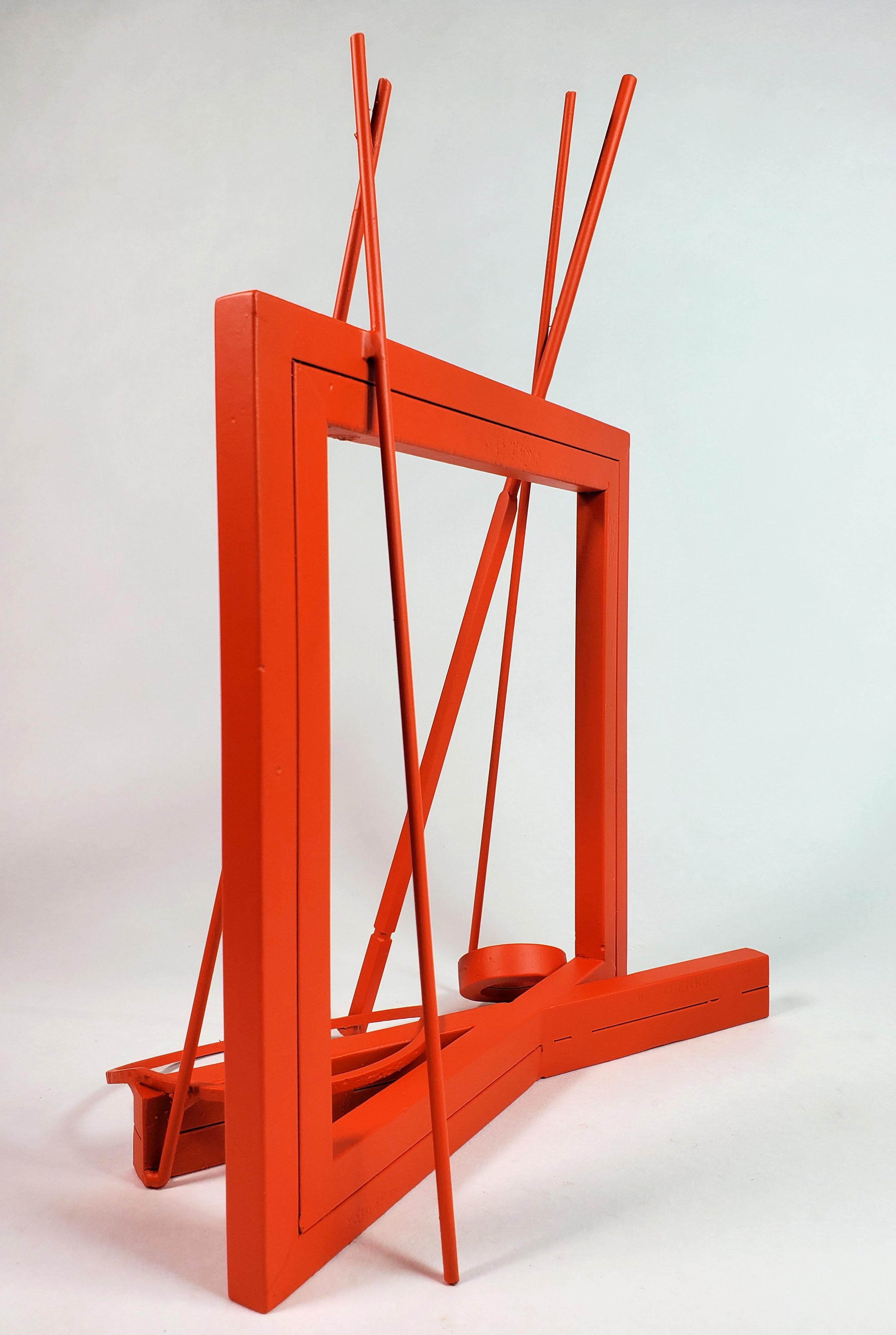 Perspective orange - Géométrique abstrait Sculpture par Mark Beltchenko Studio