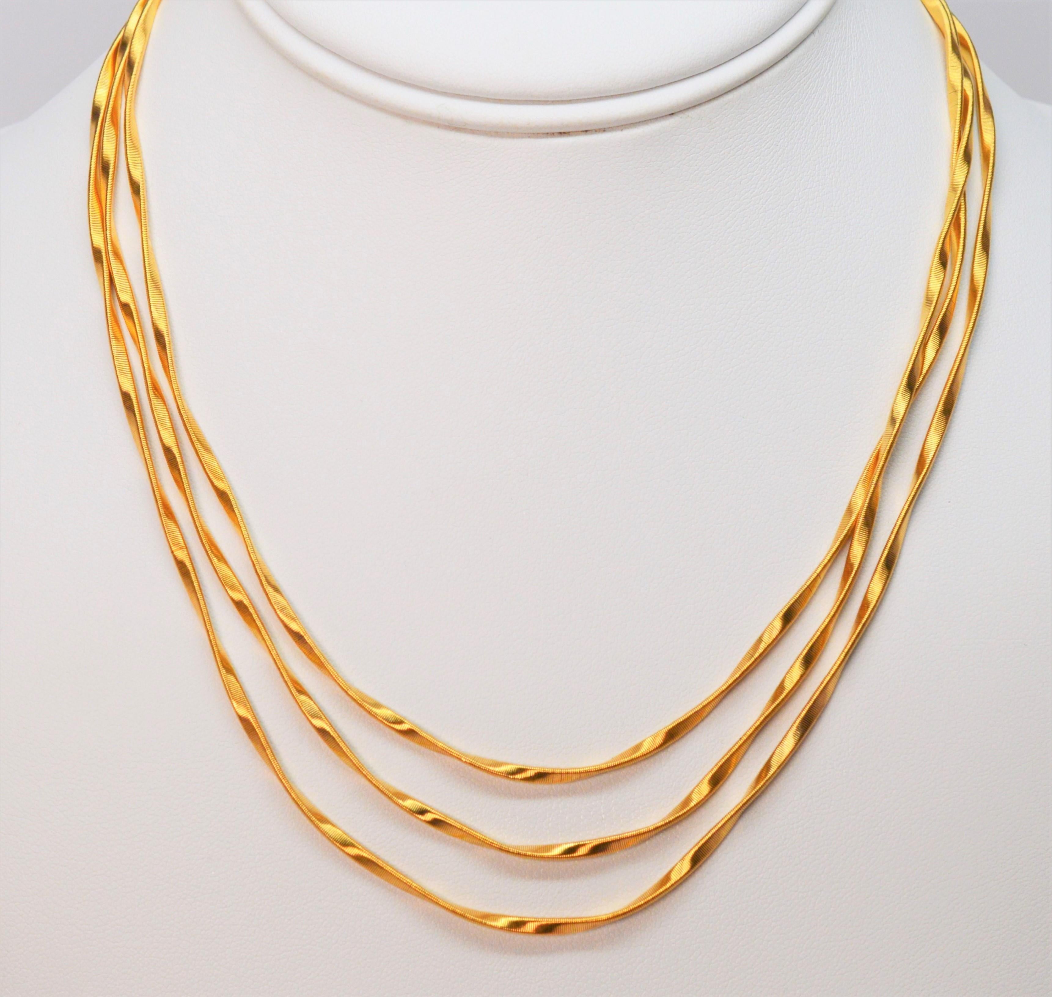 Marco Bicego Marrakech Woven Satin Gold Multi Strand Necklace For Sale 5