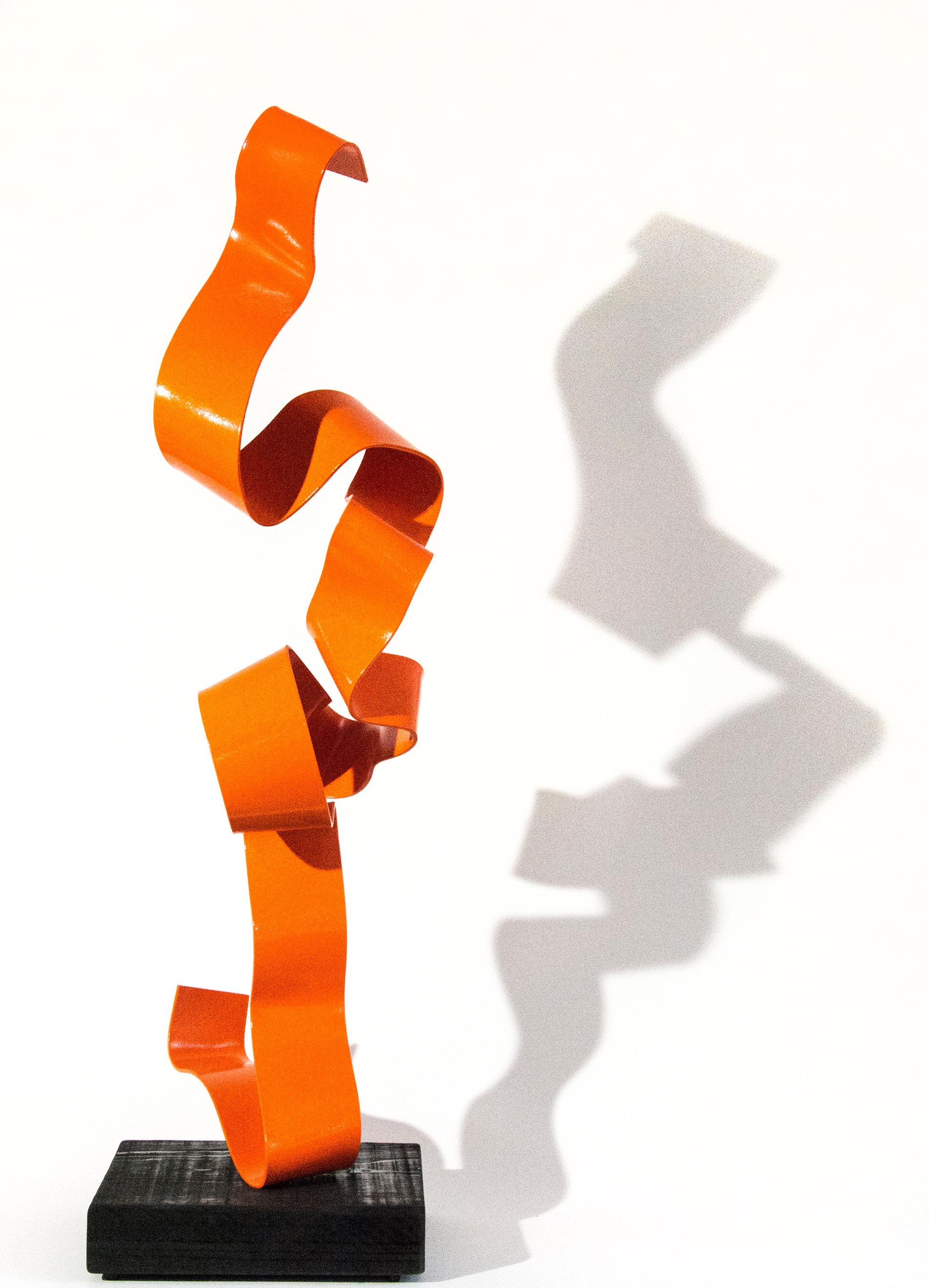 Mark Birksted Abstract Sculpture - Unwound Orange II
