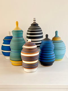 Mark Boguski Lidded Ceramic Jars, Mid-Century Design, c1970s, USA