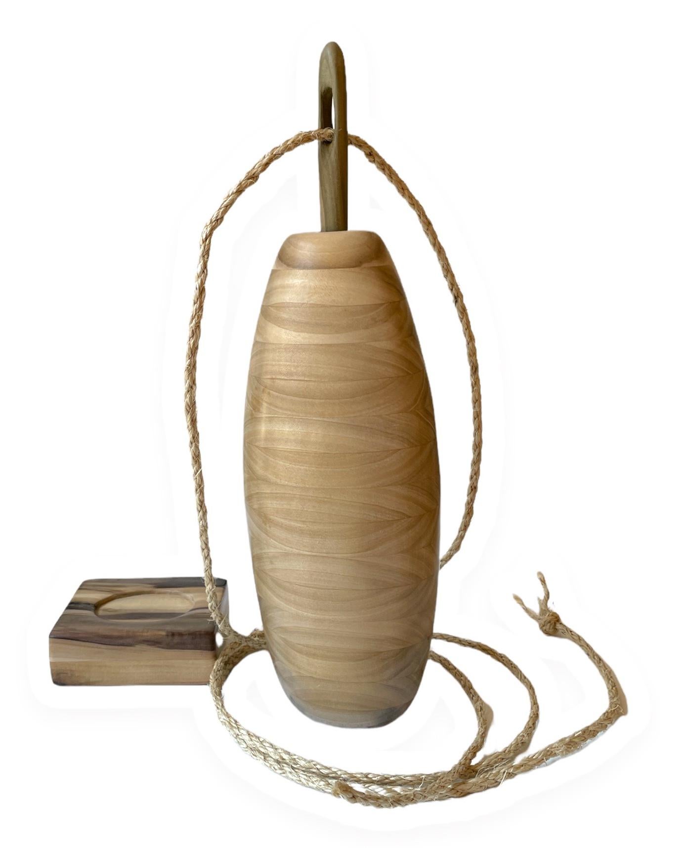 Sewn Dialog, Poplar Wood Sculpture, Vessel with Wooden Needle  3