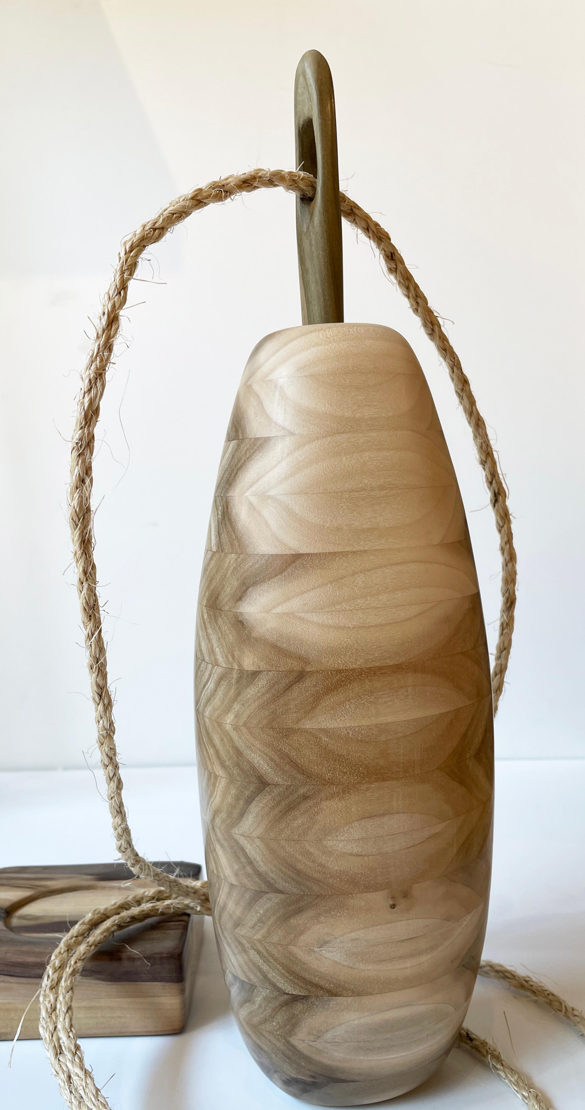 Sewn Dialog, Poplar Wood Sculpture, Vessel with Wooden Needle  4