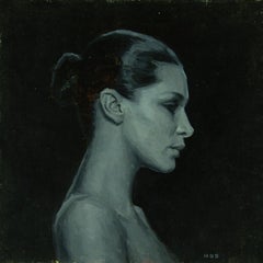 "Contorno grácil" de Mark Bradley Schwartz, Pintura al óleo original, Retrato
