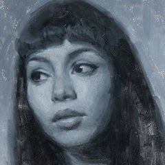 "Looking Away" (2023) by Mark Bradley Schwartz, Original Oil Painting, Portrait