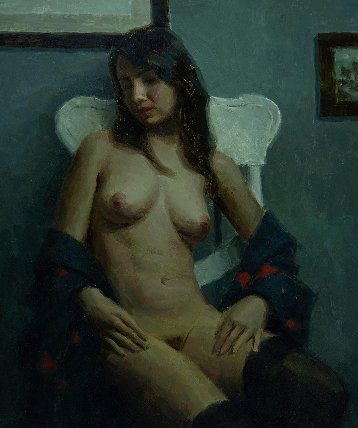 Mark Bradley Schwartz Nude Painting - "Looking Away, " Oil Painting