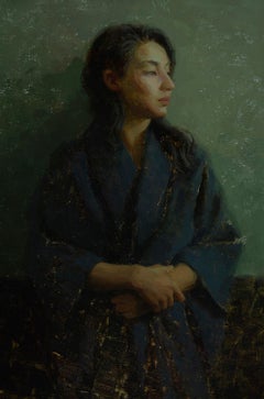 „Lynda in Blau und Grün“, Ölgemälde