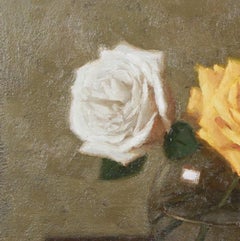 „Two Yellow, One White“ von Mark Bradley Schwartz, Originalgemälde, Stillleben