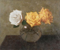 "Two Yellow, One White" by Mark Bradley Schwartz, Original Painting, Still Life