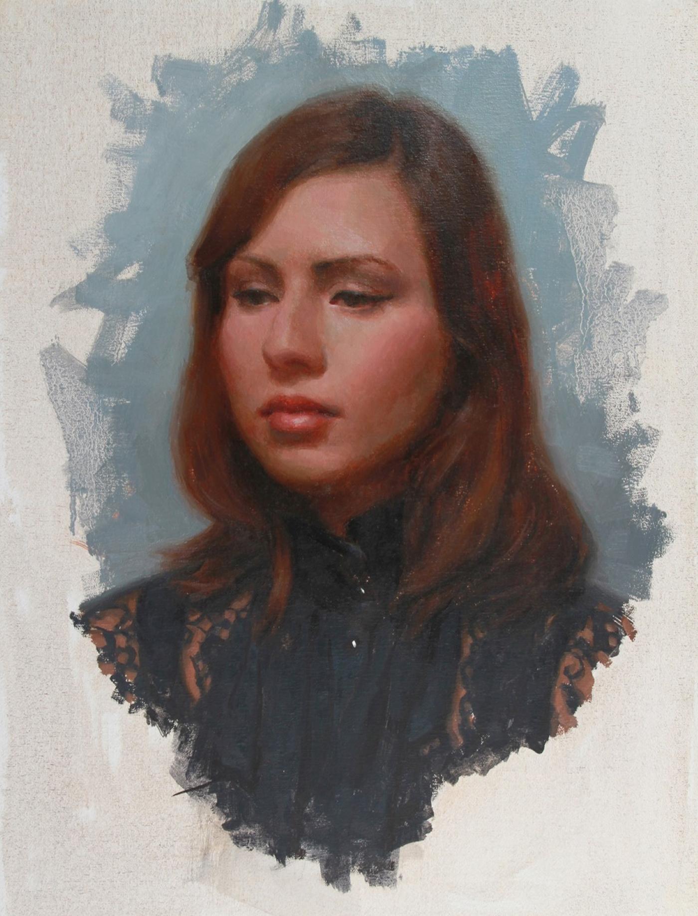 "Victorian" di Mark Bradley Schwartz è un olio su tela originale che raffigura un ritratto formale di un modello femminile. 

Originario dell'Illinois, An He ha iniziato la sua vita professionale come graphic designer e art director a St. Louis, nel