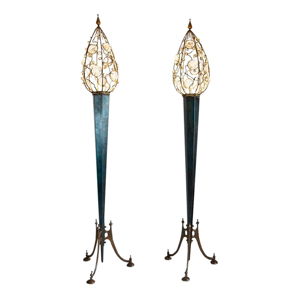 Mark Brazier-Jones, Dew, Pair of Floor Lamps, UK, 1990 For Sale