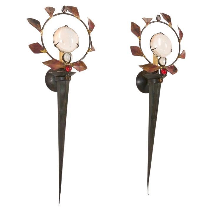Paire d'appliques pour bougies Mark Brazier-Jones, Olympia, Royaume-Uni, 1986 en vente