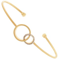 Mark Broumand 0.07 Carat Round Cut Diamond Flex Bangle in 14 Karat Yellow Gold