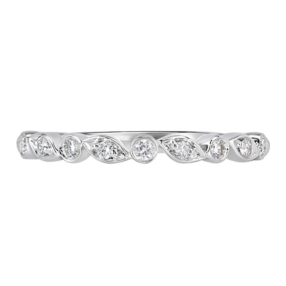 Mark Broumand 0.14 Carat Round Brilliant Cut Diamond Wedding Band in Platinum For Sale