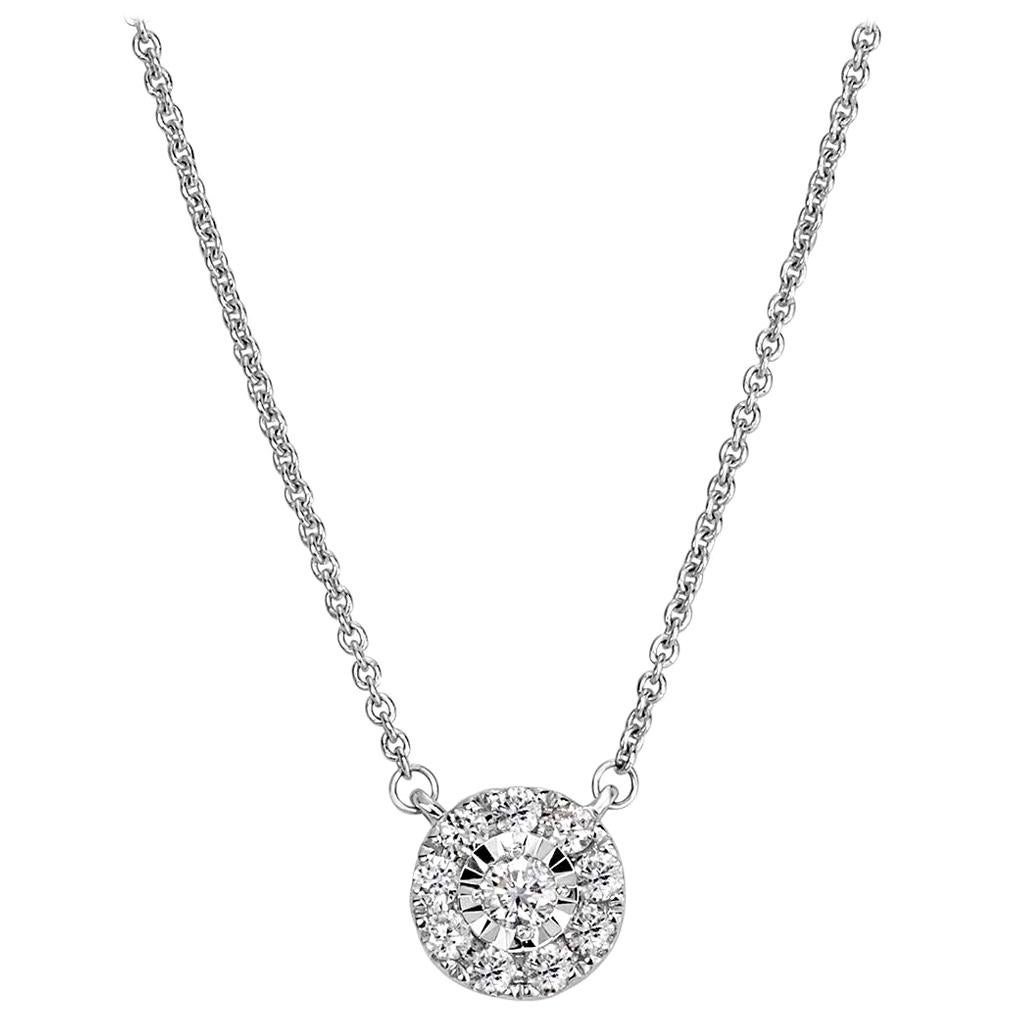 Mark Broumand 0.19 Carat Round Brilliant Cut Diamond Halo Pendant For Sale