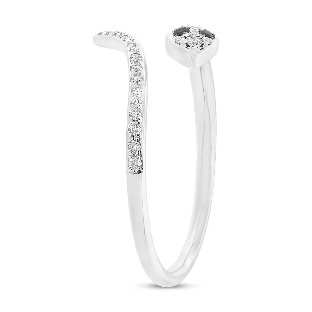 This exquisite diamond snake ring is the latest craze! It showcases 0.20ct of white and fancy black diamonds micro pavé set in 14k white gold. It is absolutely perfect for everyday wear!
