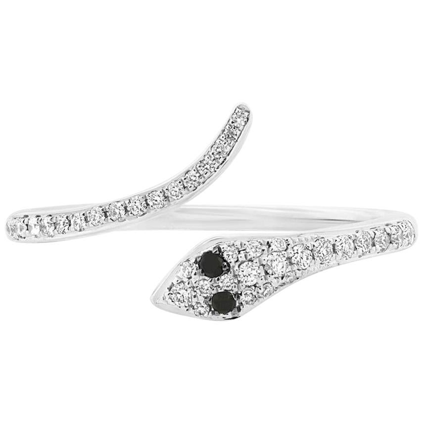 Mark Broumand 0.20 Carat Fancy Black and White Diamond Snake Ring For Sale