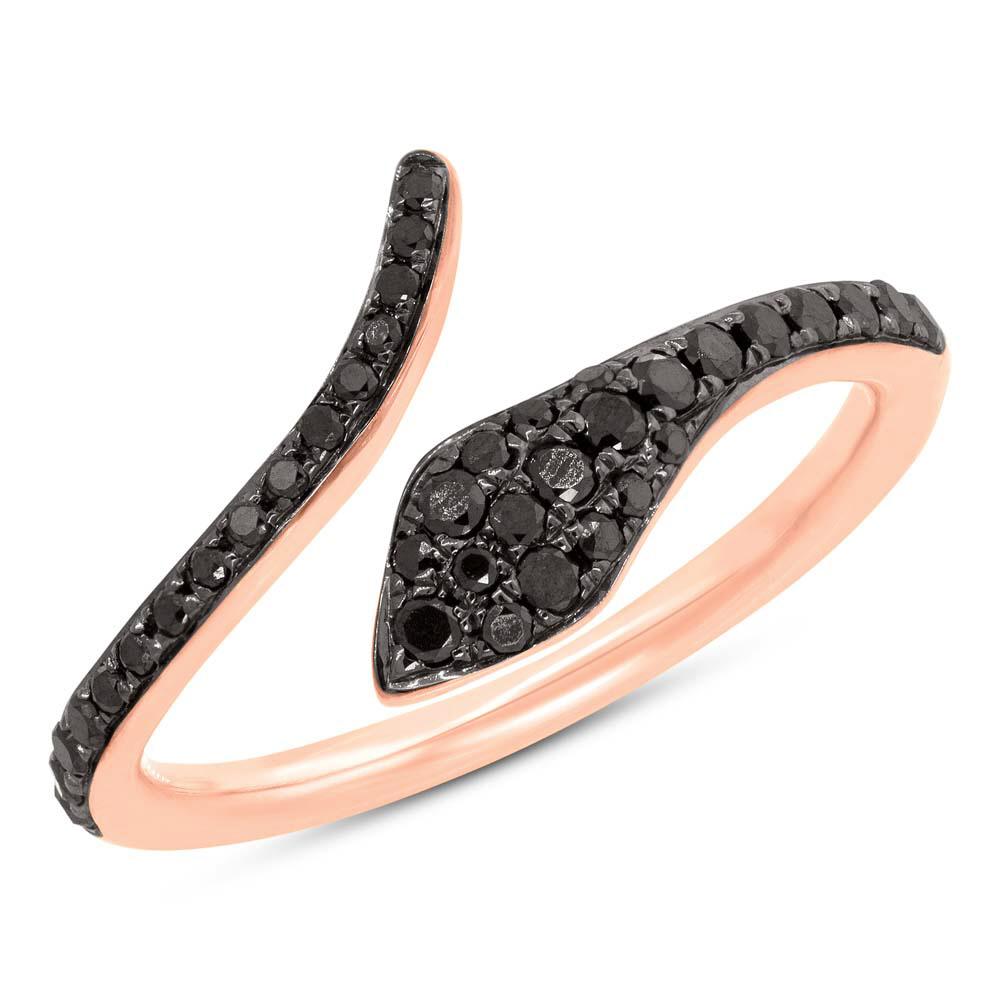Mark Broumand 0.20 Carat Fancy Black Diamond Snake Ring in 14 Karat Rose Gold In New Condition For Sale In Los Angeles, CA