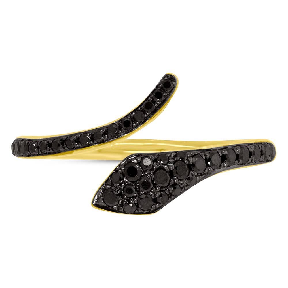 Mark Broumand 0.20 Carat Fancy Black Diamond Snake Ring in 14 Karat Yellow Gold For Sale