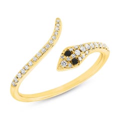 Mark Broumand 0.20 Carat Fancy Black and White Diamond Snake Ring in 14 K Gold