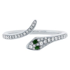 Mark Broumand 0.21 Carat Green Garnet and White Diamond Snake Ring in 14K Yellow
