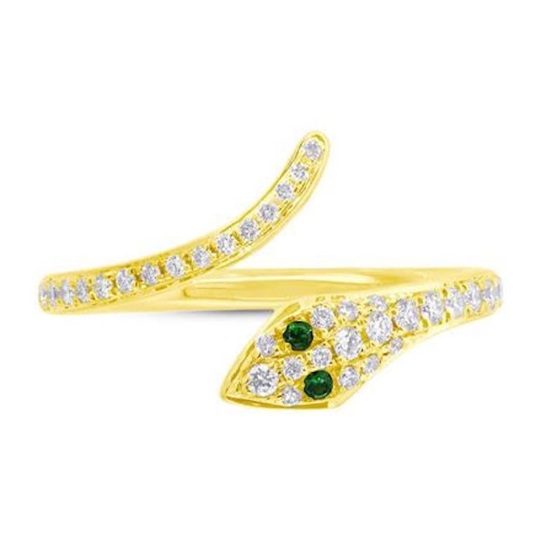 Women's or Men's Mark Broumand 0.21ct Green Garnet and White Diamond Snake Ring in 14k Yellow  For Sale