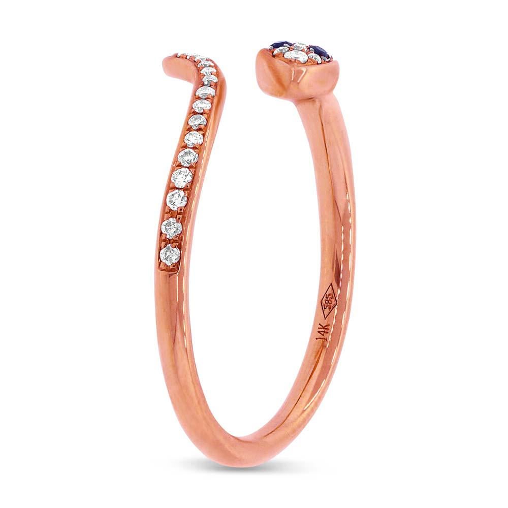 Mark Broumand 0.22ct Blue Sapphire and White Diamond Snake Ring in 14k Rose Gold In New Condition For Sale In Los Angeles, CA