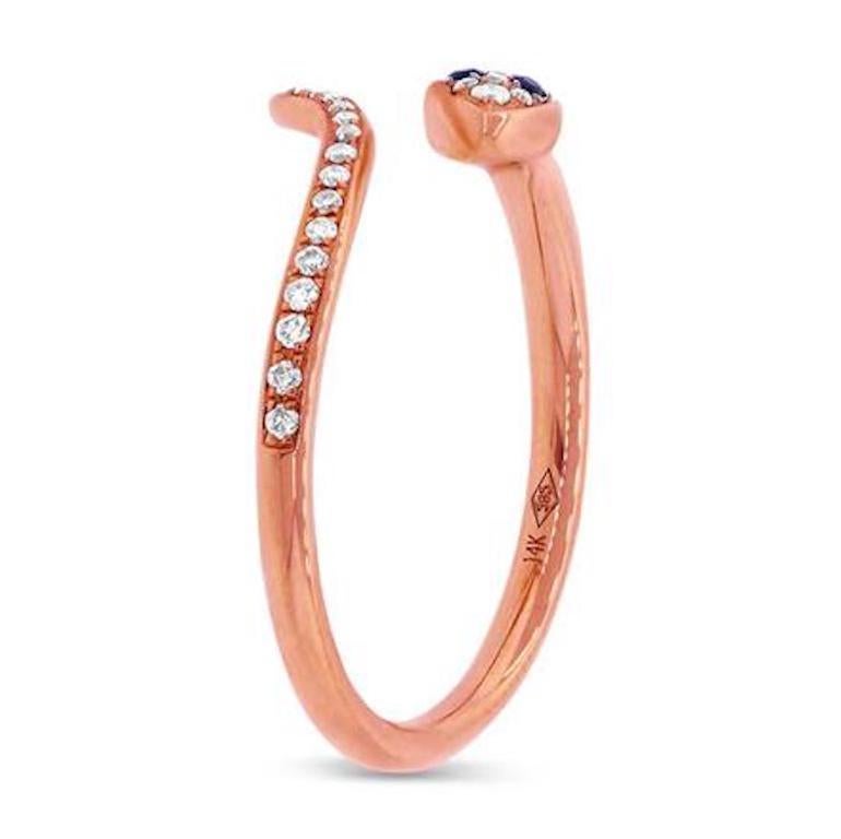 Women's or Men's Mark Broumand 0.22ct Blue Sapphire and White Diamond Snake Ring in 14k Rose Gold For Sale