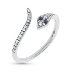 Mark Broumand 0.22 Carat Blue Sapphire and White Diamond Snake Ring in 14k White