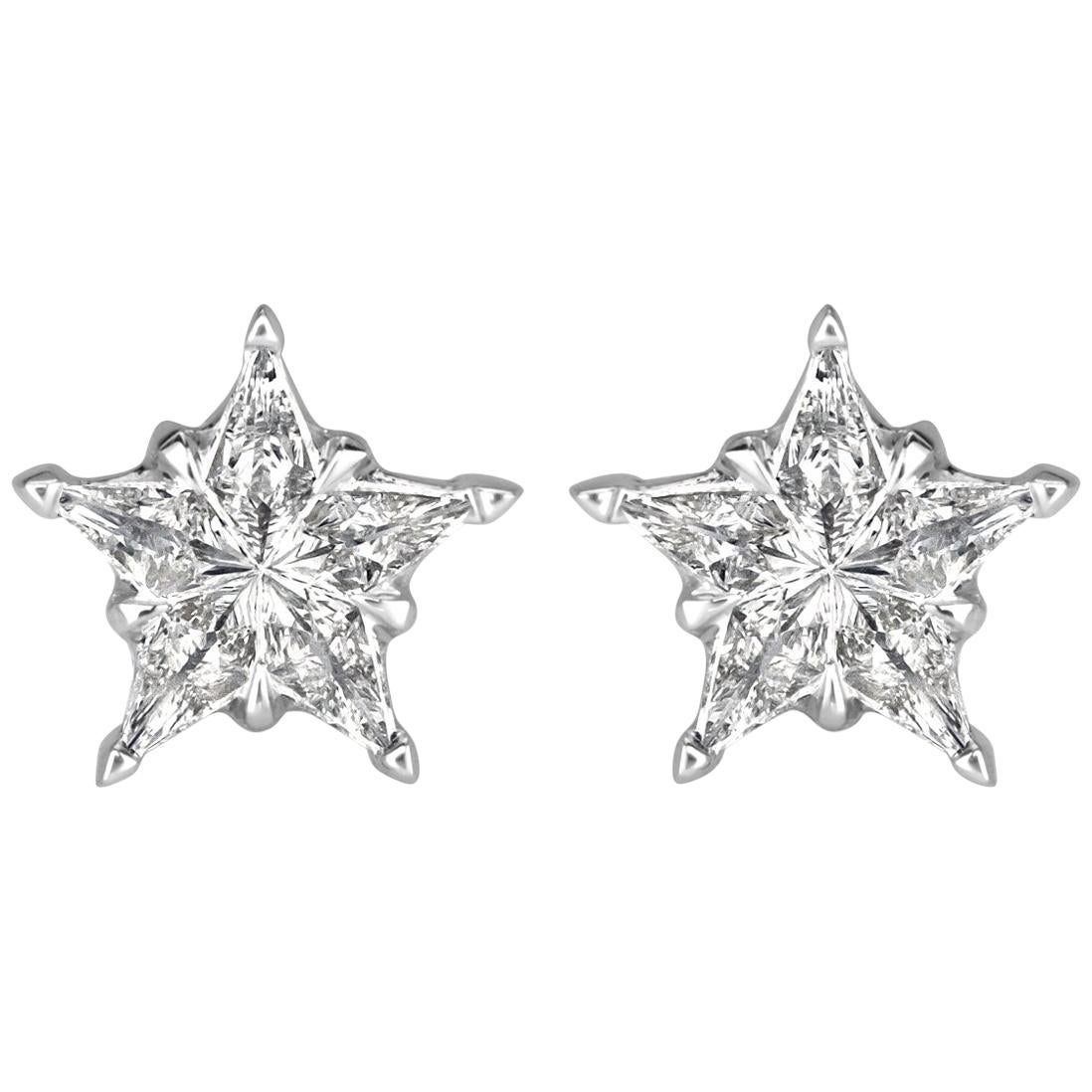 Mark Broumand 0.28 Carat Diamond Star Stud Earrings For Sale