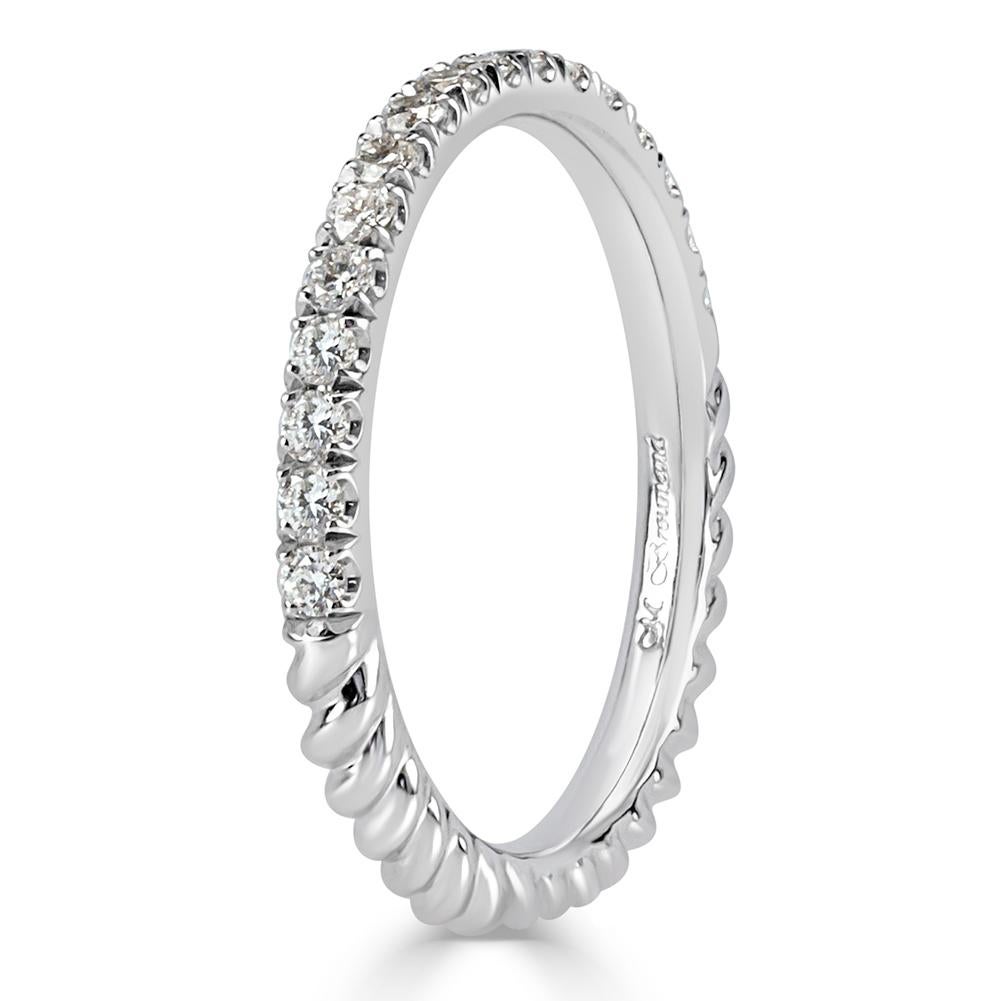 Mark Broumand 0.30 Carat Round Brilliant Cut Diamond Twisted Rope Wedding Band For Sale 1