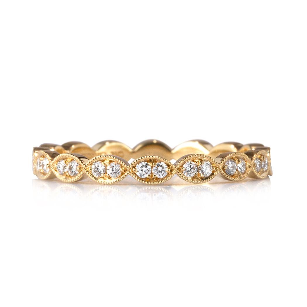 Modern Mark Broumand 0.35 Carat Round Cut Diamond Eternity Band in 18 Karat Yellow Gold For Sale