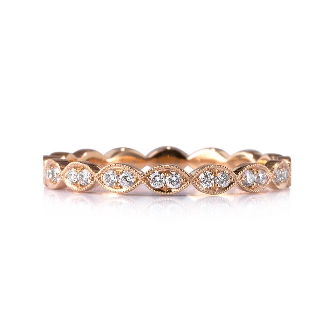 Modern Mark Broumand 0.35ct Round Brilliant Cut Diamond Eternity Band in 18k Rose Gold For Sale