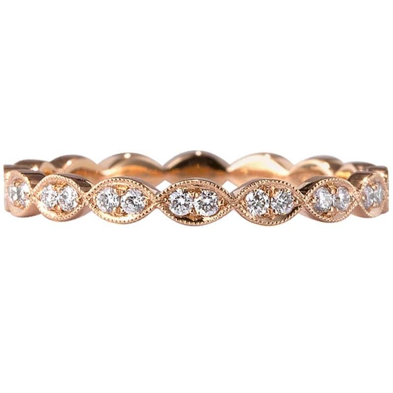 Mark Broumand: 18 Karat Roségold Ewigkeitsring mit 0,35 Karat rundem Diamanten im Brillantschliff