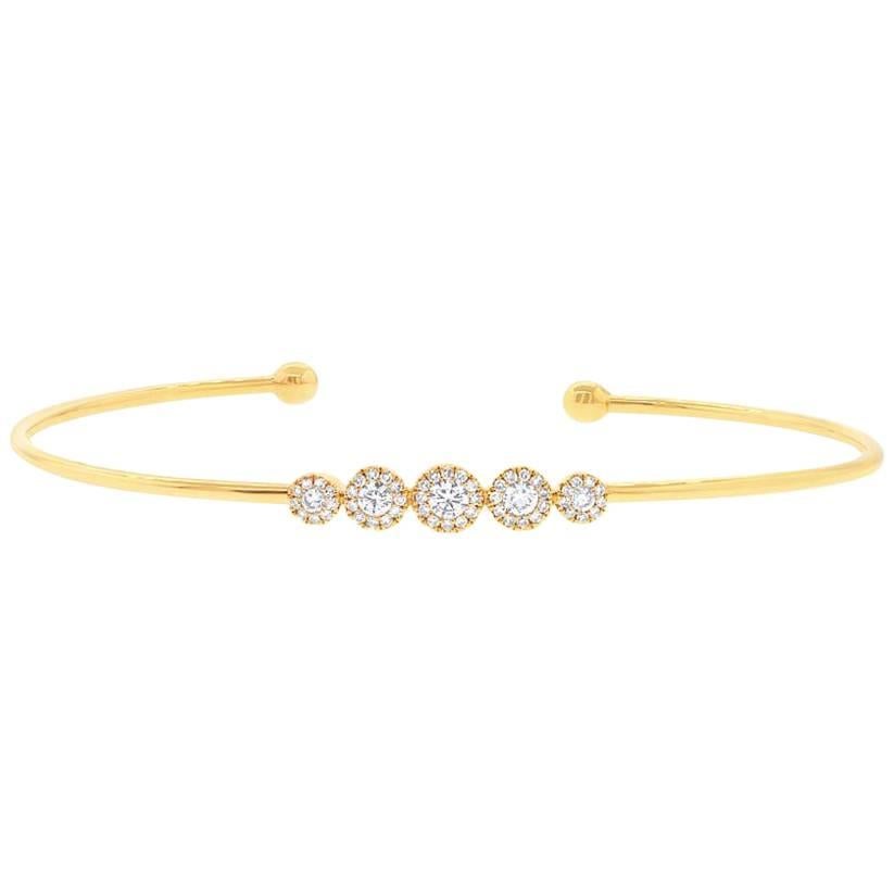Mark Broumand 0,37 quilates Diamante redondo talla brillante Halo Brazalete flexible