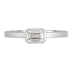 Used Mark Broumand 0.45 Carat Emerald Cut Bezel Set Diamond Ring in Platinum
