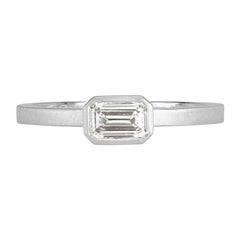 Used Mark Broumand 0.45 Carat Emerald Cut Bezel Set Diamond Ring in White Gold