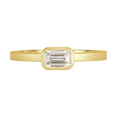 Used Mark Broumand 0.45 Carat Emerald Cut Bezel Set Diamond Ring in Yellow Gold