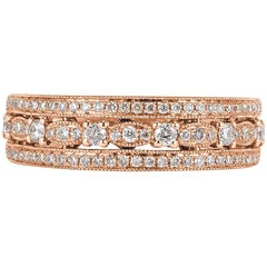 Mark Broumand - Anello con diamante rotondo taglio brillante da 0,45 carati in oro rosa 14 carati