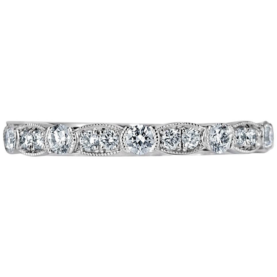 Anneau de mariage Mark Broumand en diamants taille brillant rond de 0,45 carat