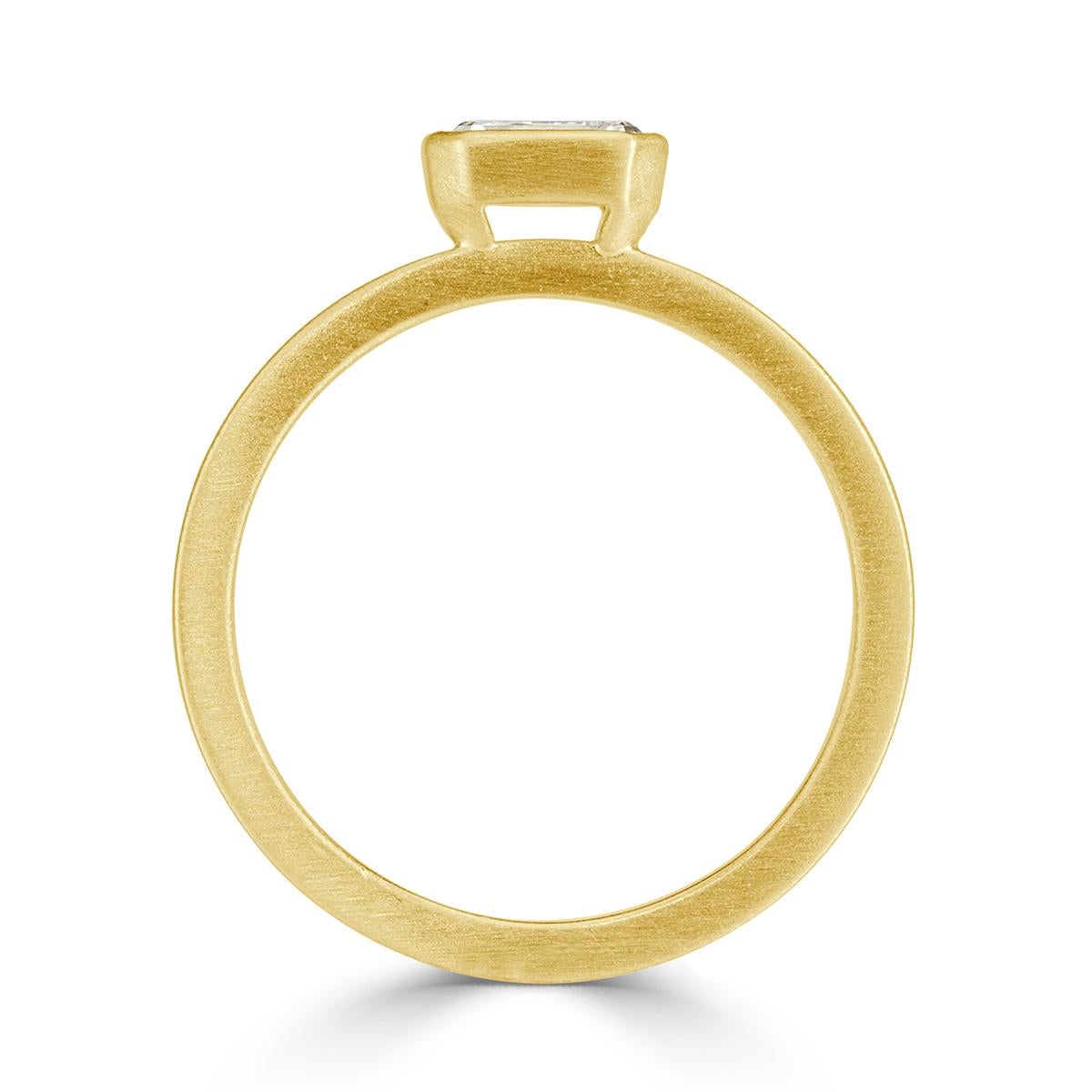 Women's or Men's Mark Broumand 0.45 Carat Emerald Cut Bezel Set Diamond Ring in Yellow Gold For Sale