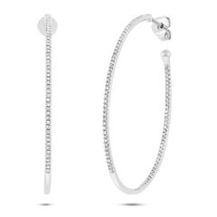 Mark Broumand 0.46 Carat Round Cut Diamond Hoop Earrings in 14 Karat White Gold