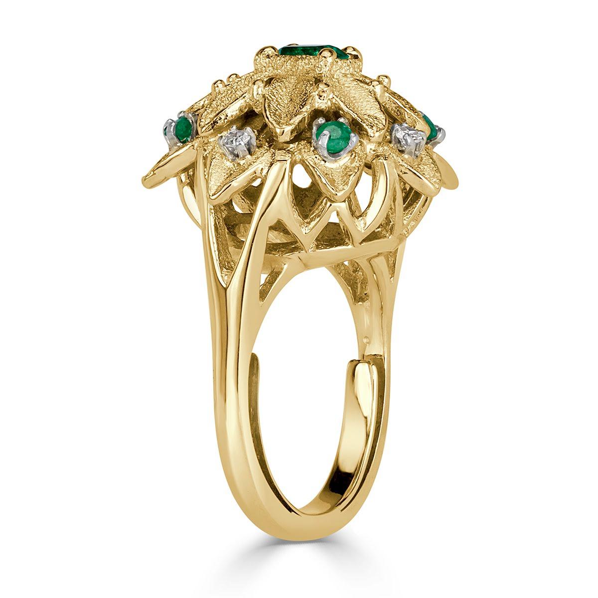 Mark Broumand 0.48 Carat Emerald and Diamond Vintage Ring In New Condition For Sale In Los Angeles, CA