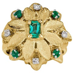 Mark Broumand 0.48 Carat Emerald and Diamond Vintage Ring